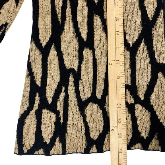 Chico's Jacket Womens 1 Beige Black Vintage Faux Fur Trimmed Zipper Chic Sweater - Picture 13 of 16